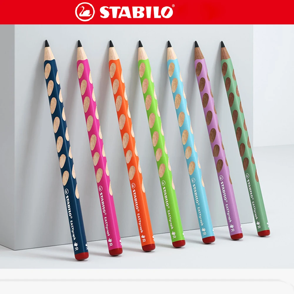 3pcs Stabilo Hole Pencil 322 Correction Grip Posture Triangle Thick Pole Student Drawing Sketching HB Stationery Art Supplies