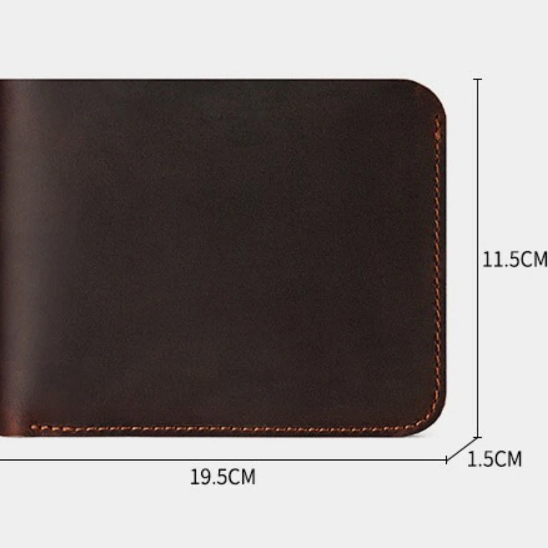 2025 NEW Retro Handmade Wallet Crazy Horse Leather Mens Simple Wallets Horizontal Bank Credit Card Holder Banknote Money Bag