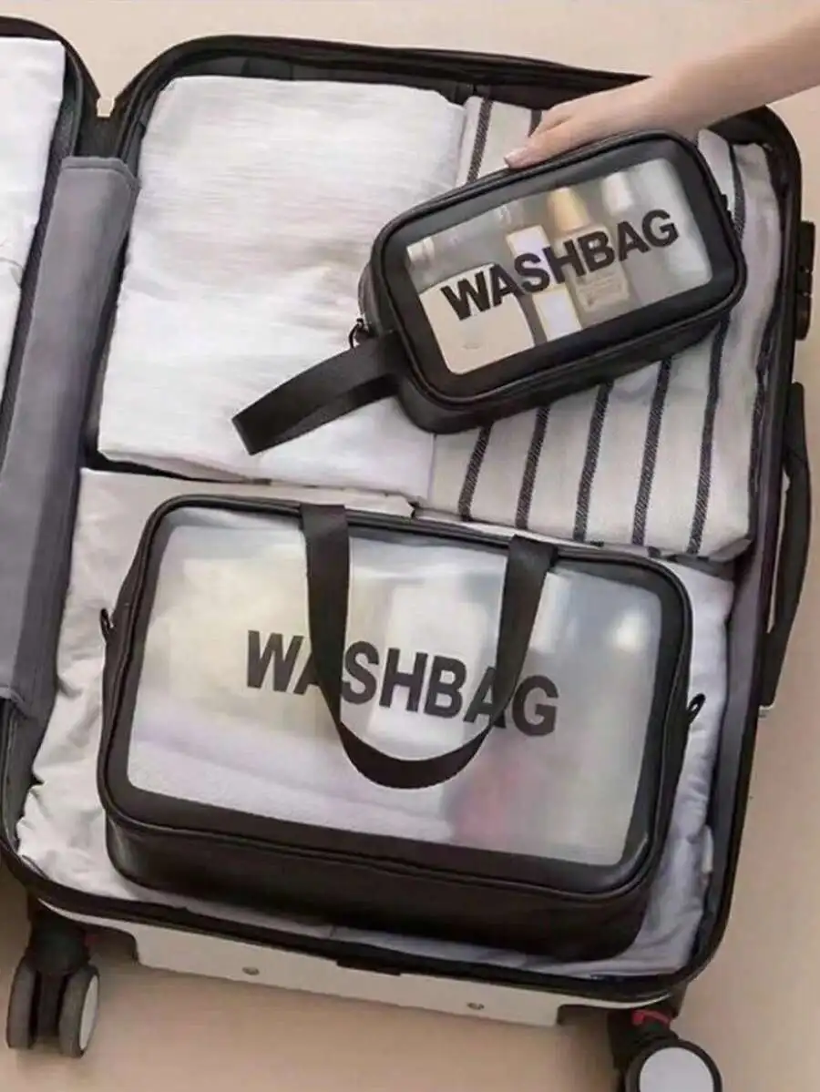 

3pcs Travel Cosmetic Bag Set Portable Toiletry Organizer Waterproof Makeup Bag With Transparent Window