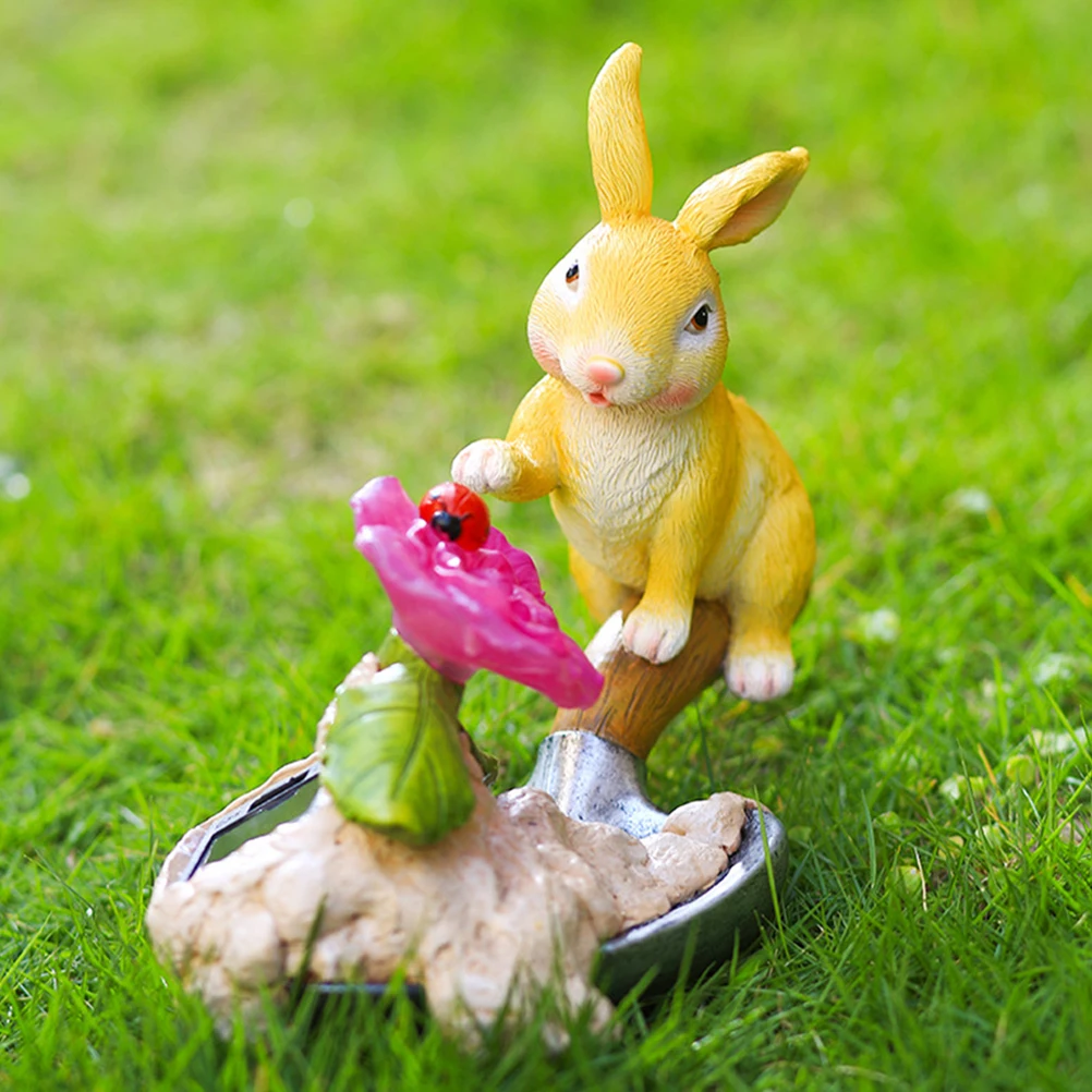 

1 pc Solar Rabbit Ornament Resin Garden Decoration Outdoor Light Courtyard Solar Decorative Light Garden Lamp Outdoor Rabbit