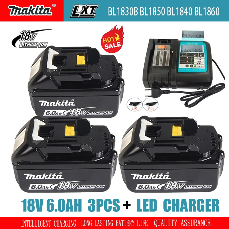 Original Makita 18V 5.0Ah/6.0Ah electric tool battery, with strong power and longer range, used for BL1830 BL1830B BL1840 BL1850