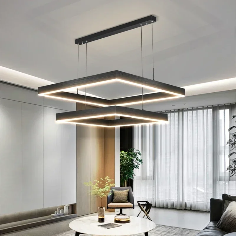 

New Modern Ceiling Chandelier Living Room Concise Pendent Lamp Dining Room Square Nordic Lamps Led Ceiling Living Room Lights