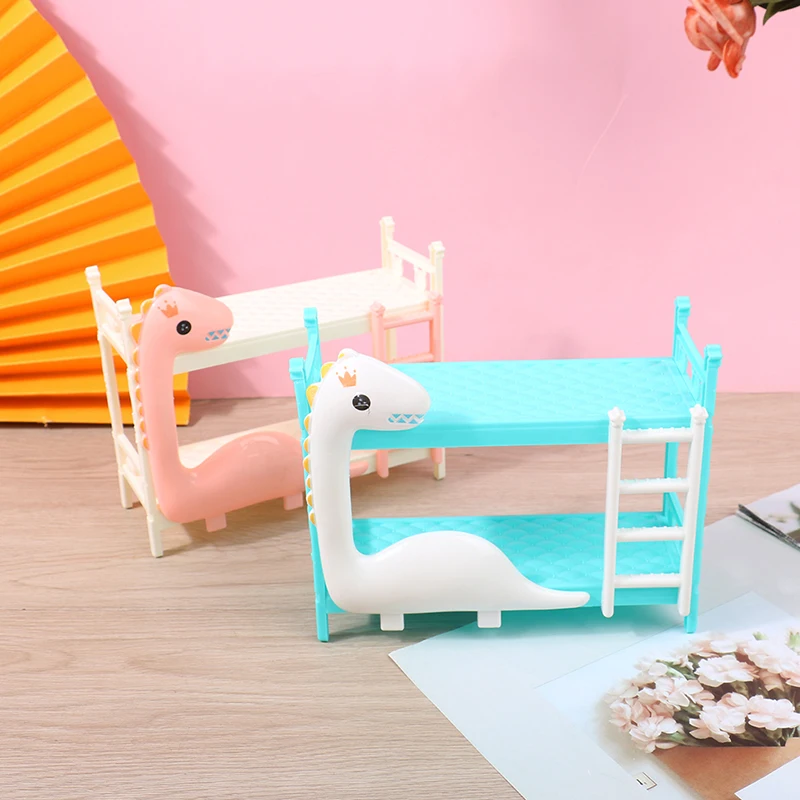 1Pcs Dollhouse Miniature Dinosaur Doll Bunk Bed Double Bed Model DIY Scene Accessories