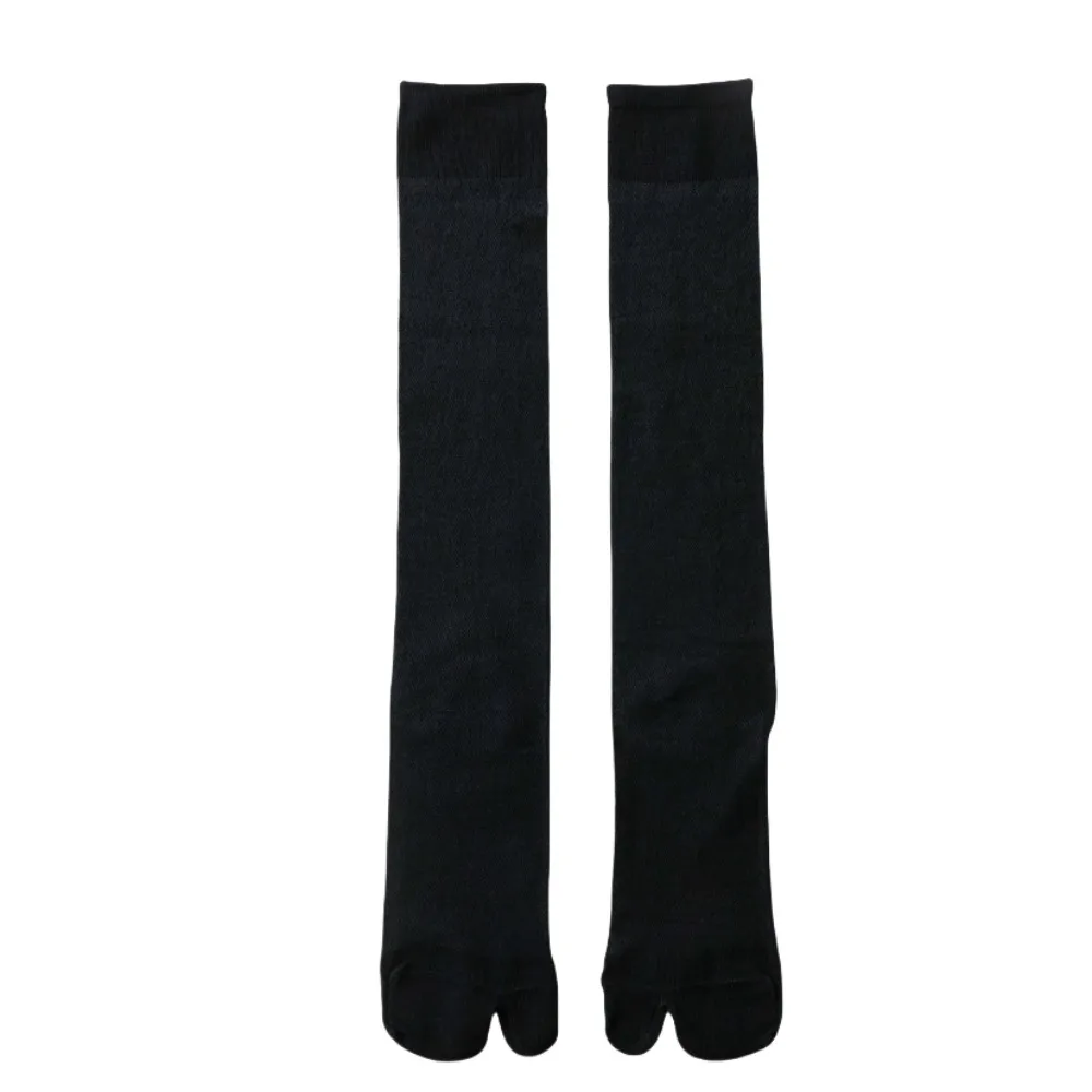 Soft Solid Color Knee High Stockings Ultra-thin JK Ruffle Two Toe Socks Breathable Mesh Calf Long Socks Summer