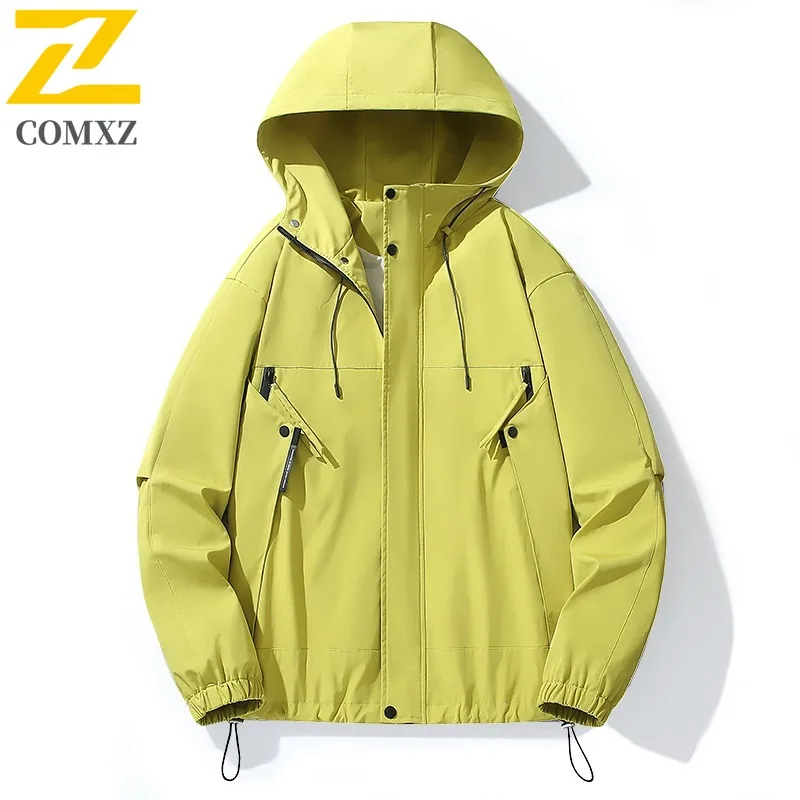 

COMXZ Men Adventure Jacket Relaxed Hooded Outdoor Comfort Motorcycle Jacket Casual Street Fashion Lightweight Autumn New Coats