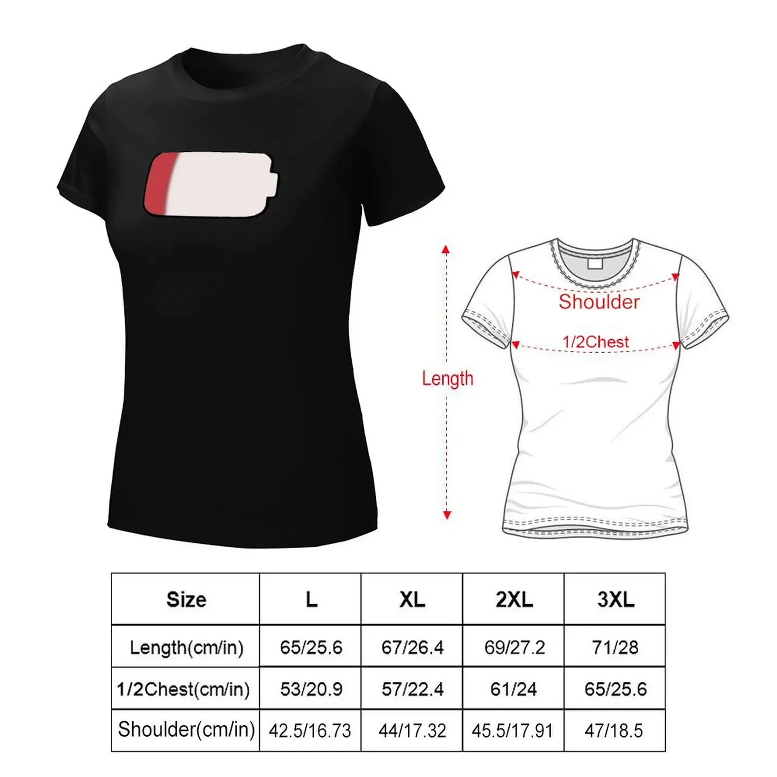 Lilith Low Battery T-Shirt plain hippie clothes animal print shirt for girls Women clothing