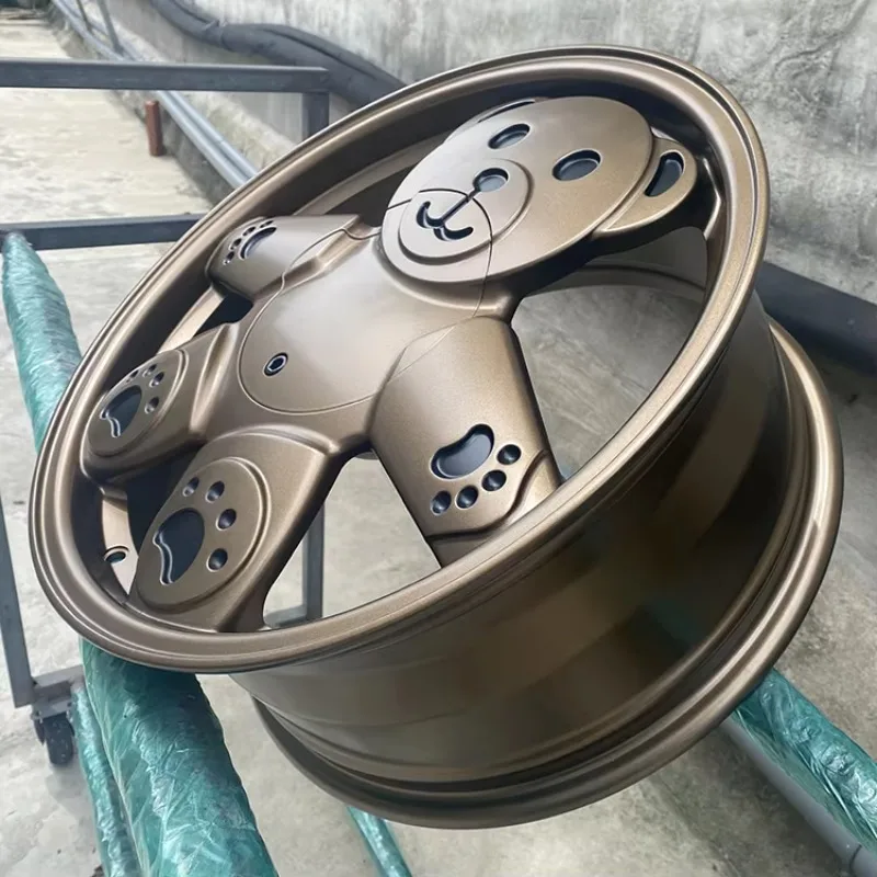 Custom 17 Inch 5x114.3 Forged Aluminum Alloy Wheels Cute Matte Bronze Teddy Bear Wheel Rims New Condition MOQ 4 Pieces For Car