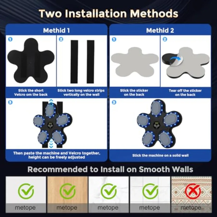 Smart Music Boxing Machine with LED Electronic Wall Mounted for Indoor Workout Training Interactive Fitness Equipment with Prem