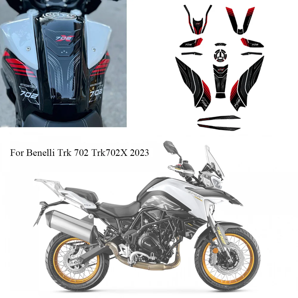 For Benelli Trk 702 Trk702X 2023 Motorcycle 3D Resin Sticker Kit Fuel Tank Pad Protections