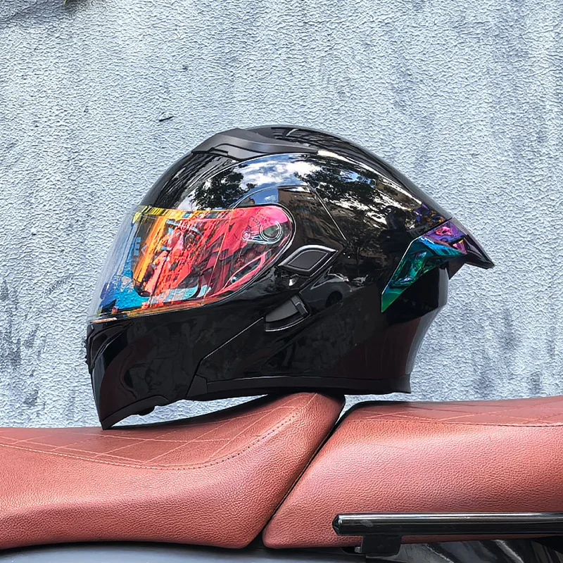 Orz Motorcycle Flip-up Helmet Double Lens Large Tail Motorcycle Racing Running Helmet for Men and Women Motorcycle Accessories