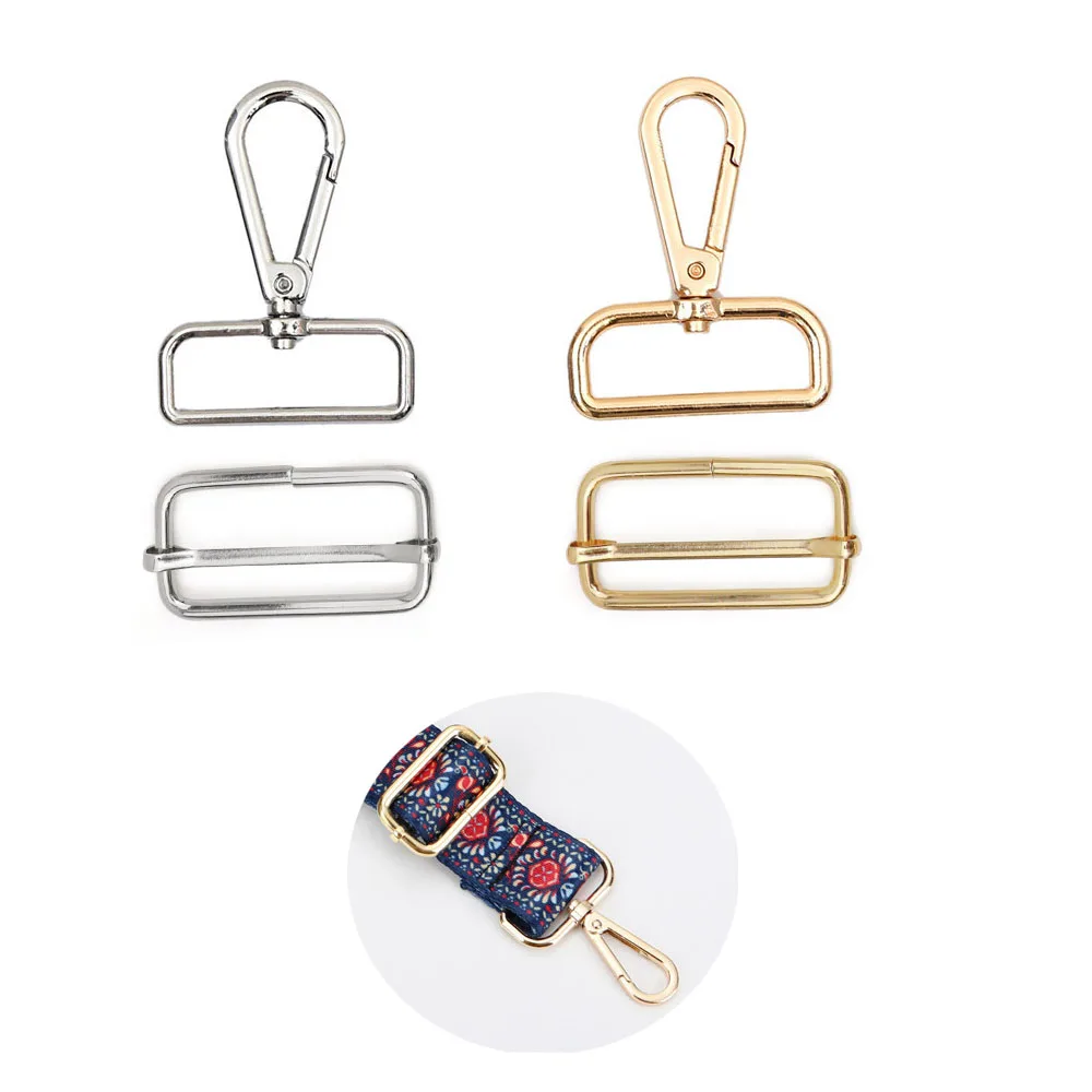 3pcs/Set Square Tail Hook Rotation Lobster Alloy Spring Buckle Clasps Key Ring Holder Hook DIY Bag Shoulder Strap Webbing Buckle