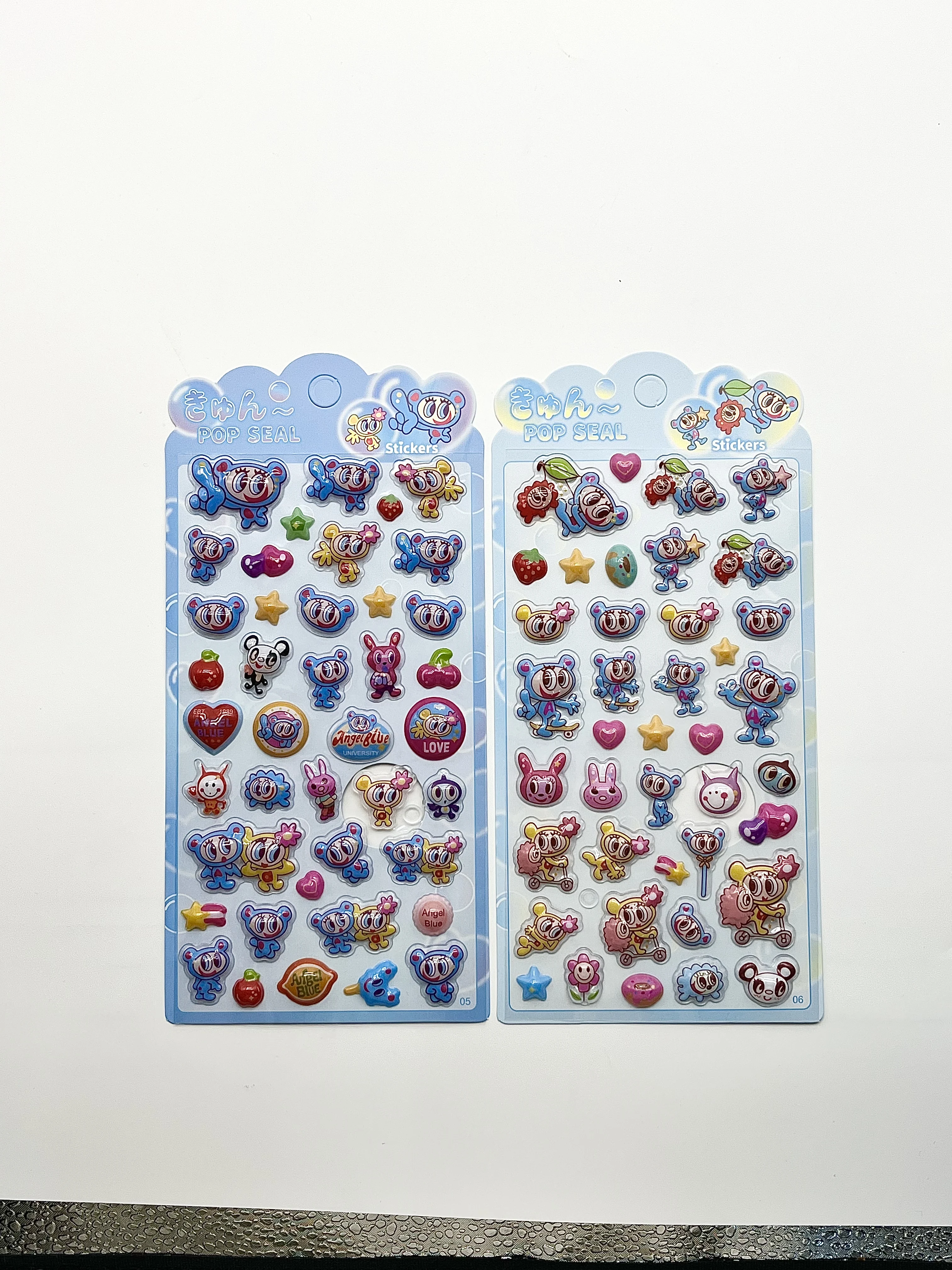 

5 styles Angel Blue 3D hollow relief stickers for children's cartoons, cute stickers for computer decoration, anime stickers