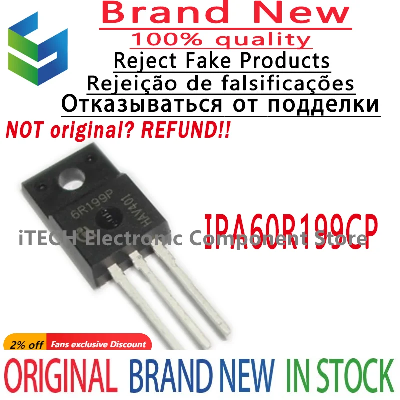 

(10-100) шт./лот оригинальный 6R199P IPA60R199CP новый оригинальный подлинный полевой эффект 650V16A Triode TO-220F 100% новый и подлинный