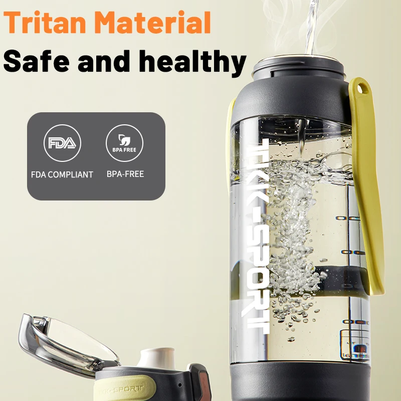 TKK 1200/1700ml Sports Water Bottle Tritan Material Large Capacity Cup Gym Fitness Jugs Outdoors Kettle BPA-Free Heat Resistant