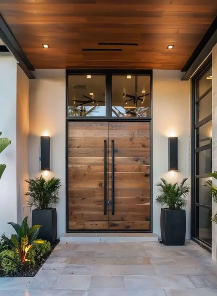 Porta d'ingresso esterna di alta qualità Porta principale anteriore in alluminio pressofuso Residenziale moderno con porte d'ingresso di sicurezza con perno in vetro