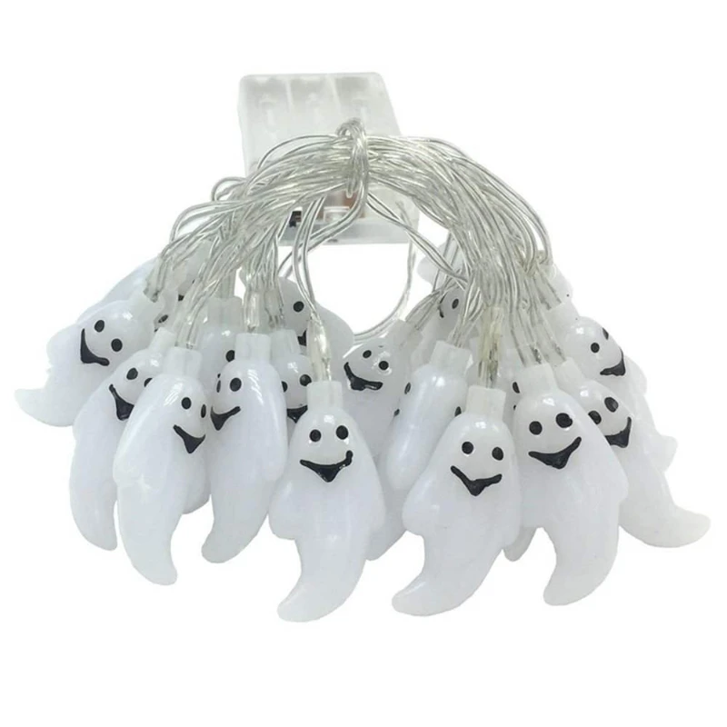 Guirnalda de luces LED de fantasma para Halloween, luces coloridas decorativas con batería, Control remoto, decoraciones solares para Festival de Navidad