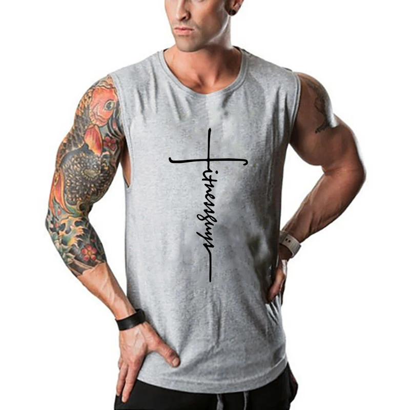 Men Breathable Running Vests Cotton Sleeveless Gym Workouts Tank Top Fitness Bodybuilding Casual Jogging Undershirt Summer Vests