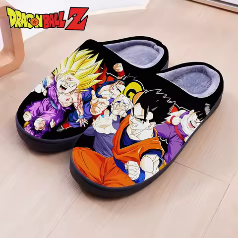 Dragon Ball 2025 Winter Plush Slippers Unisex Non-Slip Cotton Toe Wrap Home Shoes Couple Matching Holiday Gift Idea