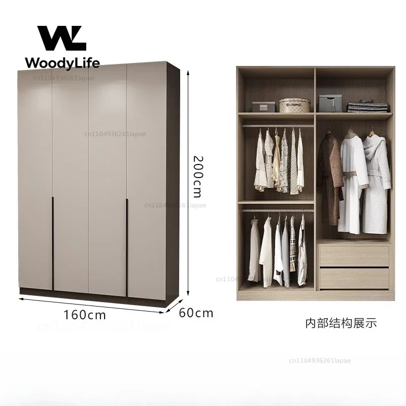 Solid Wood Wardrobe Household Bedroom Furniture Floor Standing Closet Modern Minimalism Customizable Storage Cabinet 60cm Depth