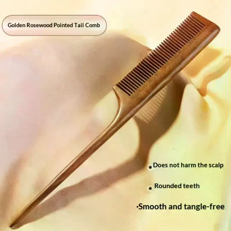 Natural Sandalwood Hair Comb 20cm Fine Tooth Thickened Sharp Tail Anti-static Hairdressing Comb For Styling And Grooming