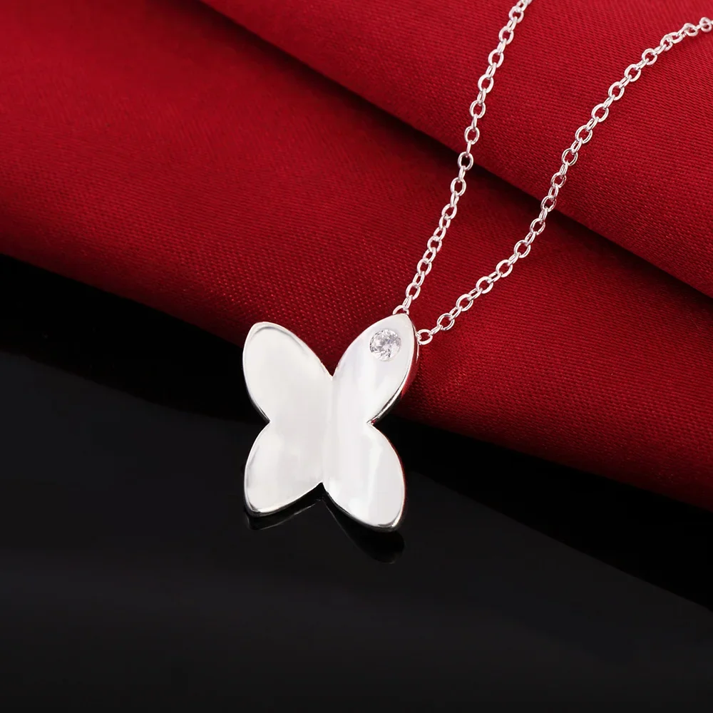 New 925 Sterling Silver Necklace For Women Zircon Butterfly Pendant 18 inches Christmas gifts high quality wedding Jewelry