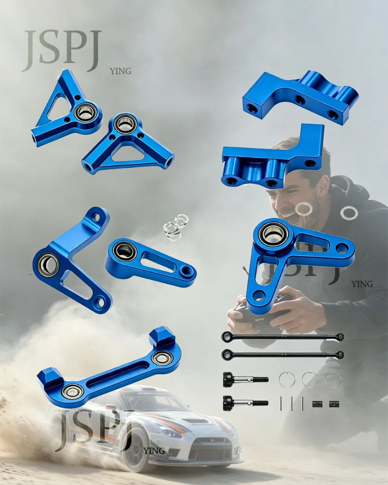 Kit de pièces de mise à niveau en métal : Arbre de transmission, support de servo, pont de direction, bras de direction pour voiture RC tout-terrain Tamiya TD4 1/10 (Hop-Up)