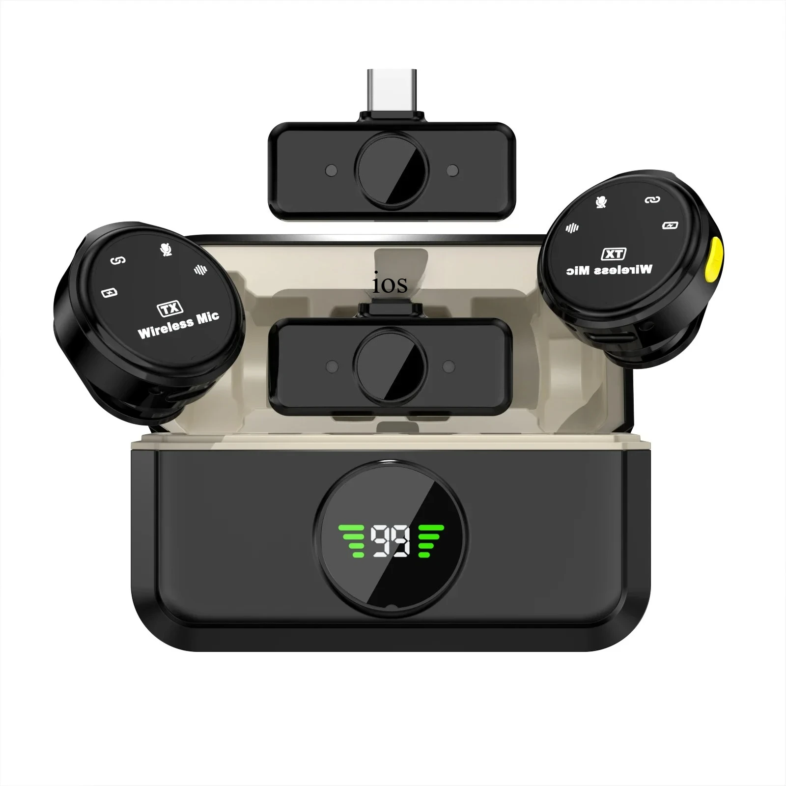 Wireless Lavalier Microphone Mini Outdoor Noise Cancelling for Live Interviews with Charging Case Compatible with iPhone Android