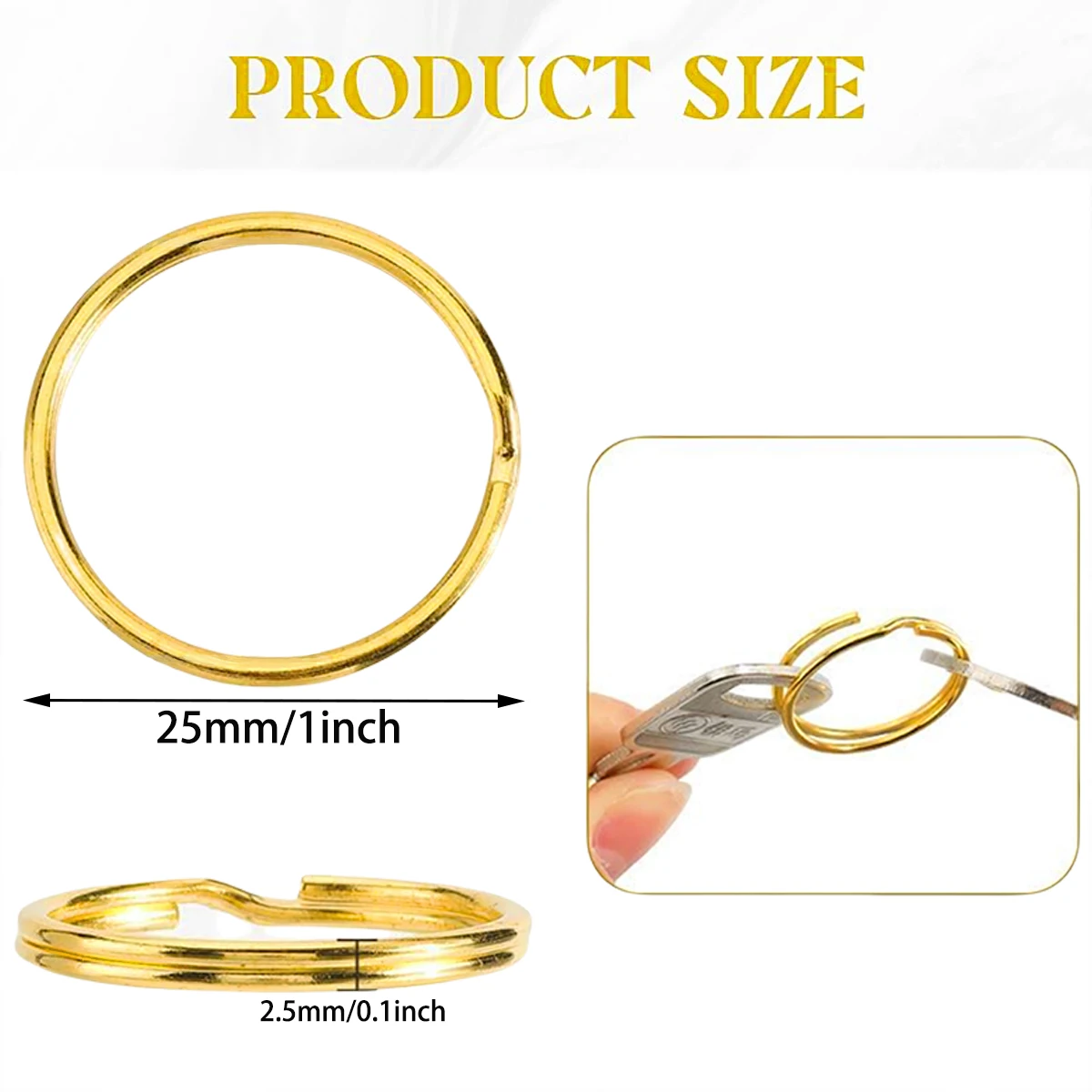 30/60/100 Pcs 5 Colors Split Key Ring 1 Inch Round Key Ring for Home Car Key Keychain DIY Crafts Gift and Storage Accessories