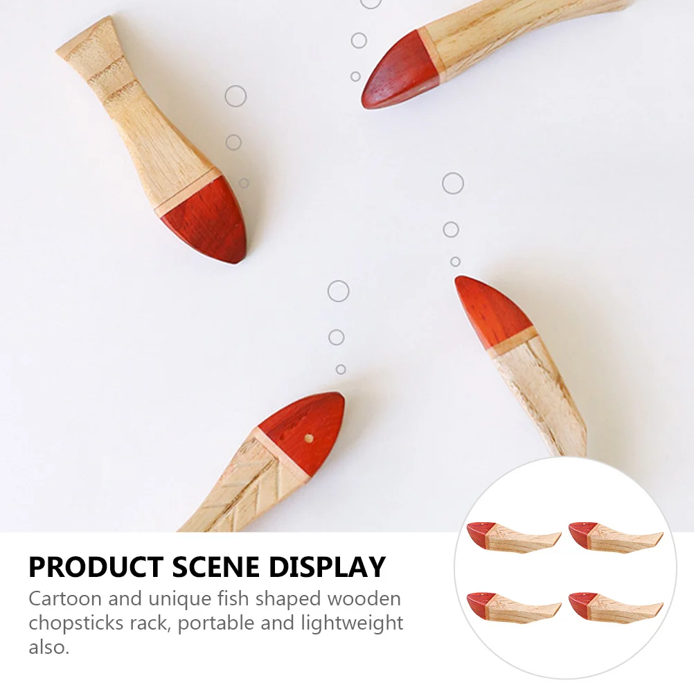 

4pcs Fish Shaped Red Sandalwood Chopsticks Rack Wooden Holder For Kitchen Dining Table Japanese Style Organizer Spoon Fork Rest