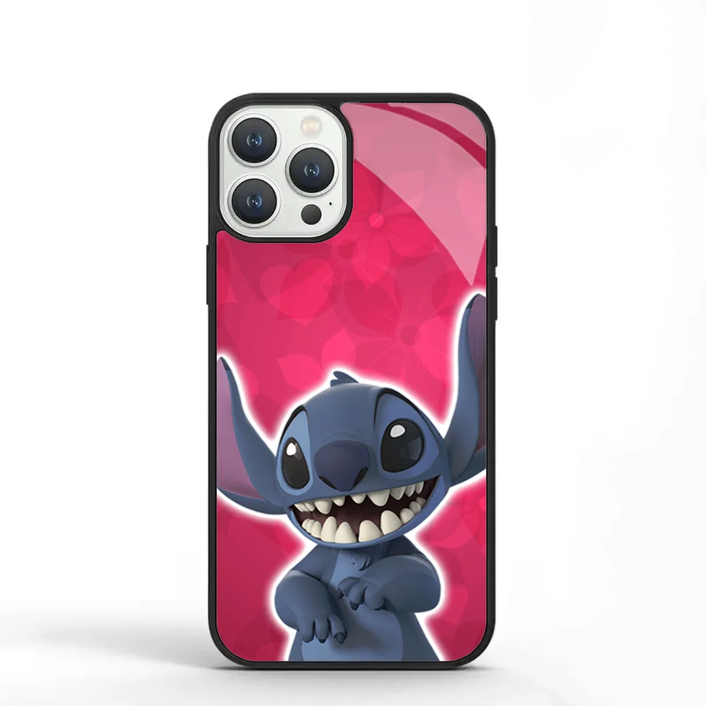 Cartoon S-StitchS Phone Case For IPhone 11 12 13 14 15 Plus Pro Max Mirror Acrylic PC TPU Cover