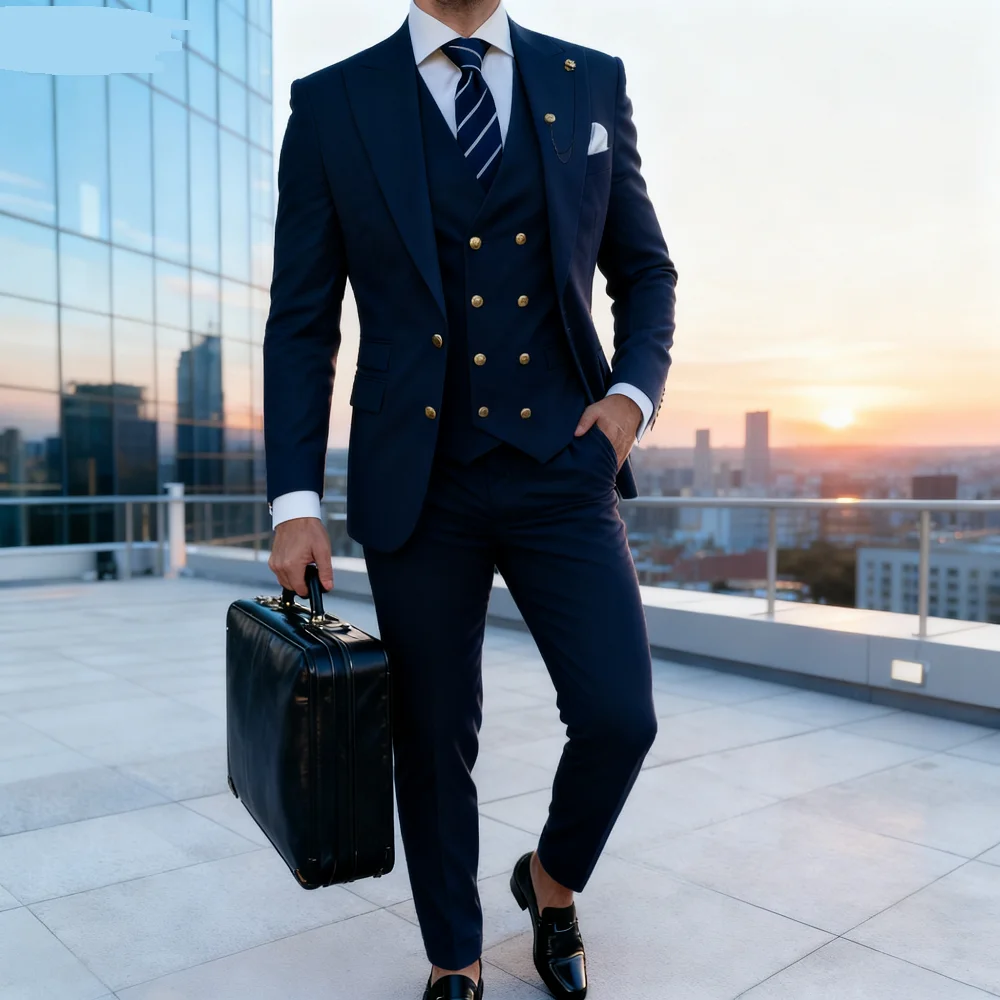 

Lindo Purple Men's Tuxedo Unique Single Breasted Lapel Repeated Fine Fitted Plan Length Regular 3-Piece Jacket Pants Vest Set