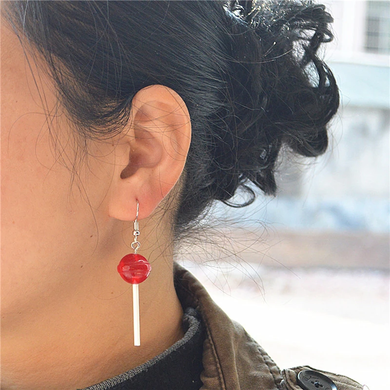 Korean Women Resin Lollipop Drop Earrings Cute Girls Hanging Dangle Earrings Trendy Funny Eardrop Ear Jewelry Gift 2023 New