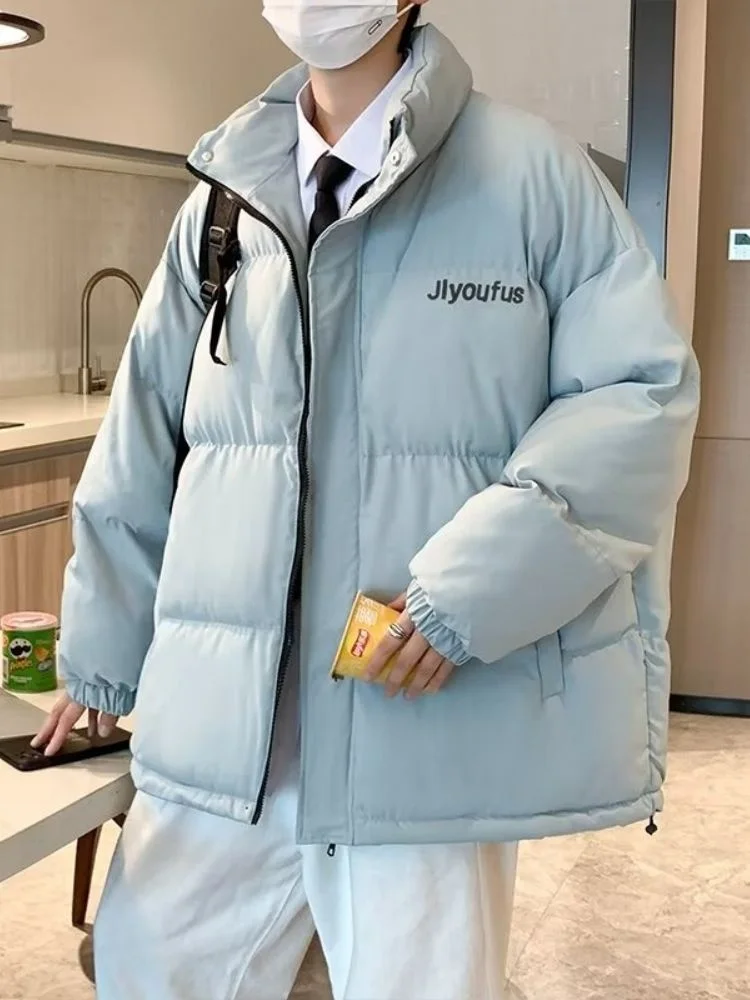 

Men's down Cotton Jaet Thi Warm Bread Sle Outerwear Trendy Winter Coat for Teens And Couples Youthful Casual Faion