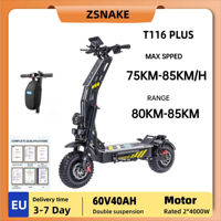 ZSNAKE T116PULS Scooter électrique adulte 14 pouces pneus e-scooter pour hommes 4000W * 2 60V 40A City EScooter