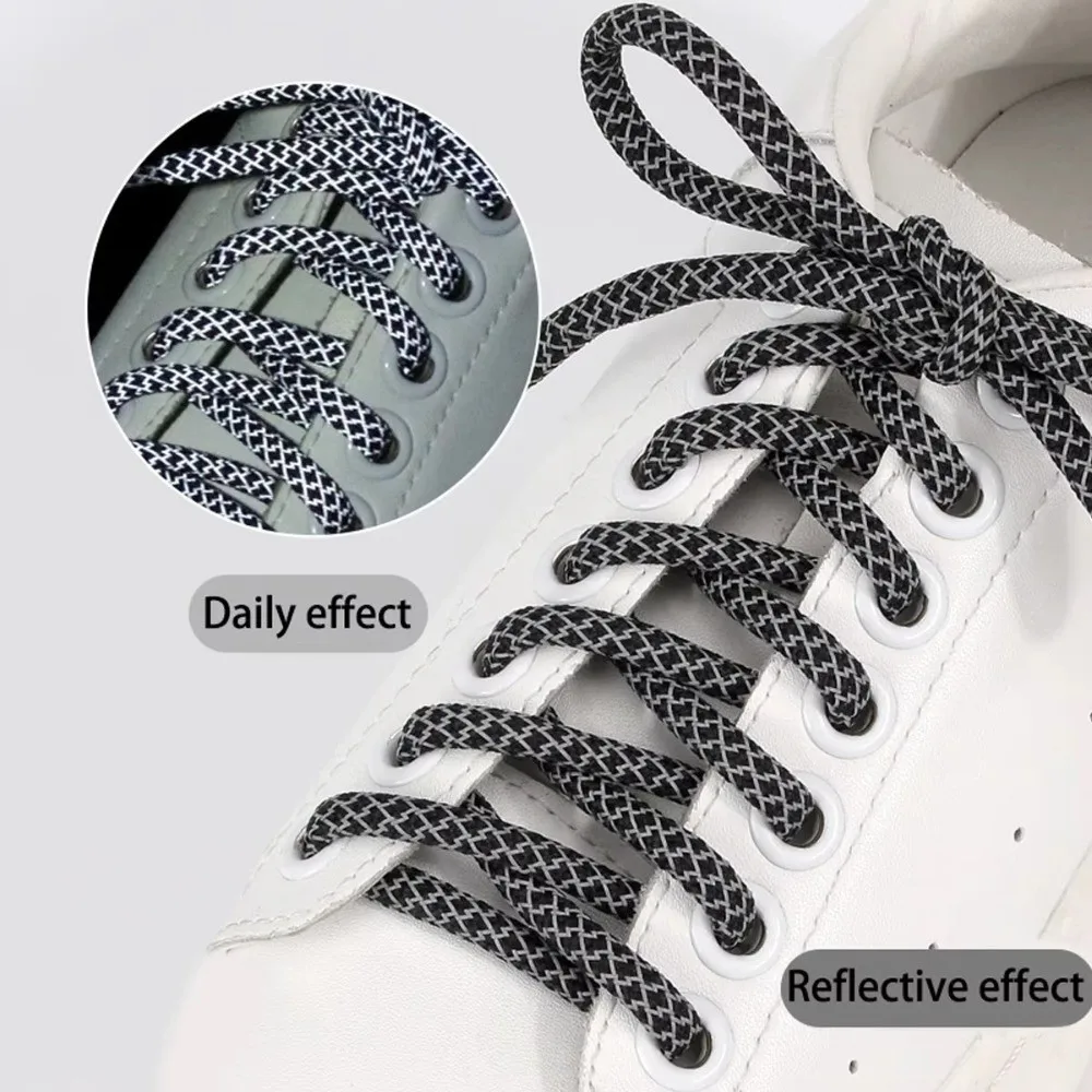 1Pair 100CM/140CM Reflective Sneaker Shoestrings Replace Colorful Shoe Laces Polyester Round Shoe Rope Shoes Accessories