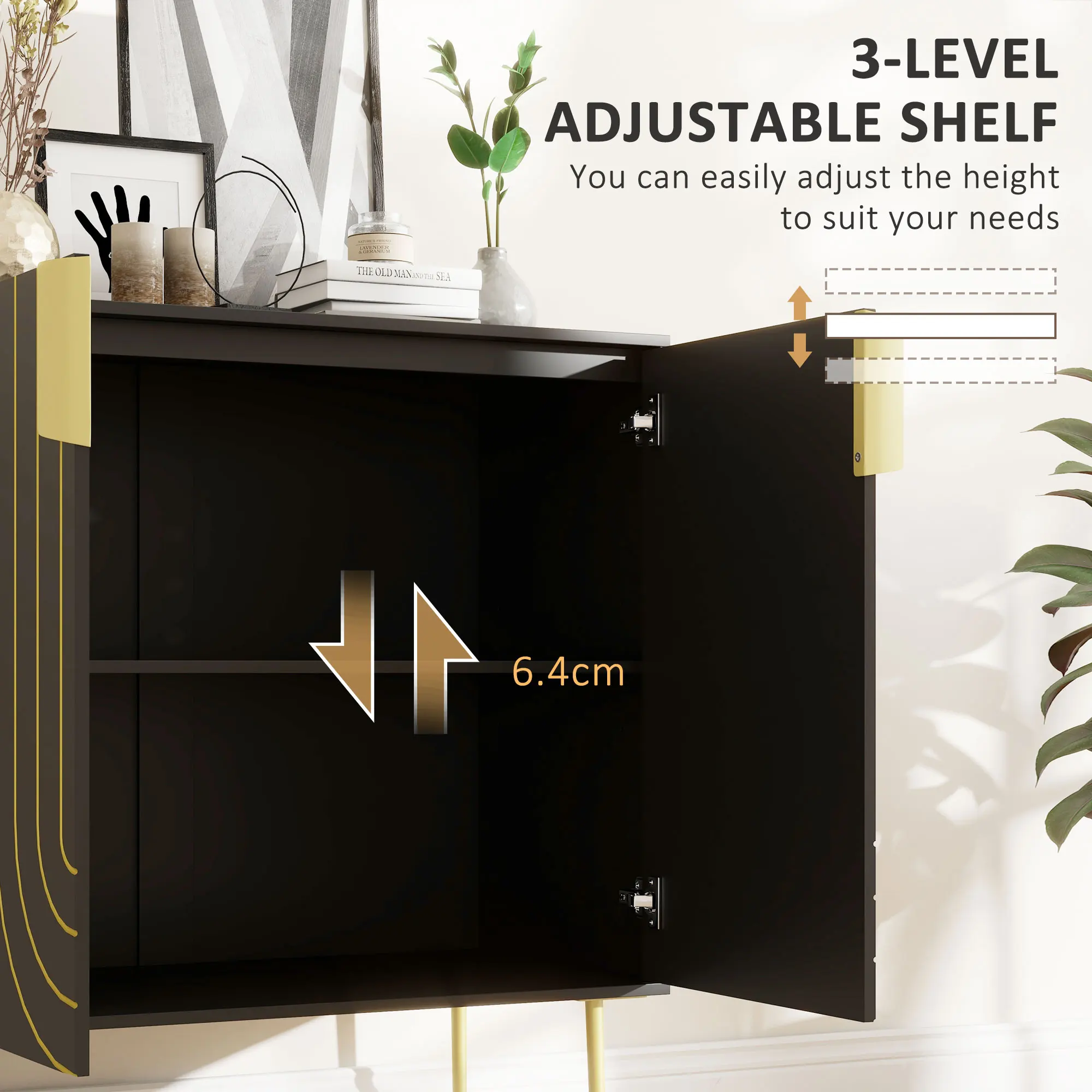 HOMCOM Freestanding Storage Cabinet with Adjustable Shelf for Living Room