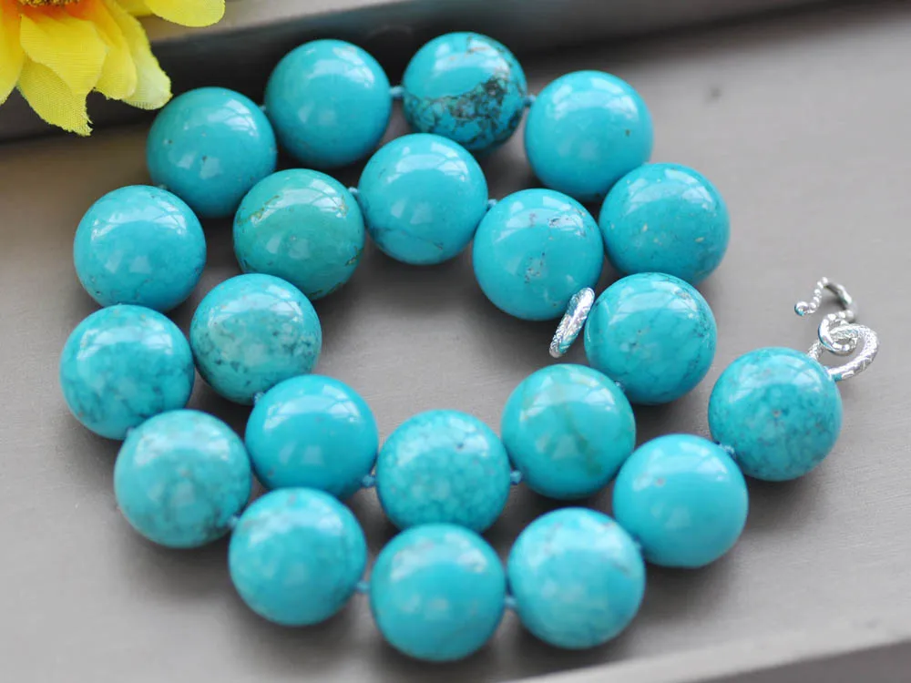 

MTC·STAR Big 20" 20mm Natural Round Turquoise Bead Necklace (Z10285 )