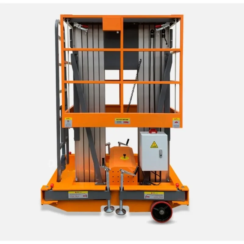 Aluminum alloy monorail hydraulic electric lift small mobile double column hoist lifting platform