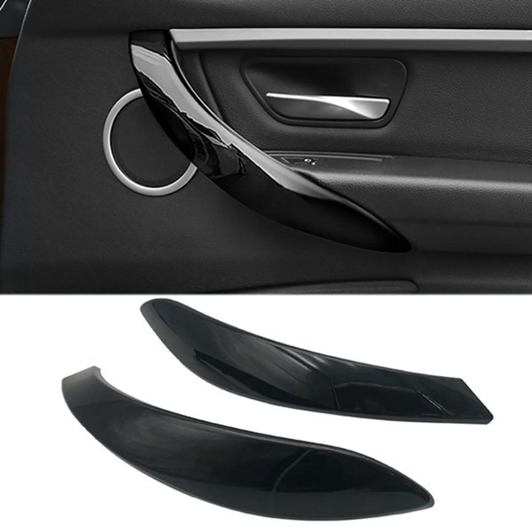 Penutup gagang pintu Interior mobil, 2 buah hitam untuk BMW 3 4 Series 3 Series GT F30 F31 F32 F33 F34 F35 F36