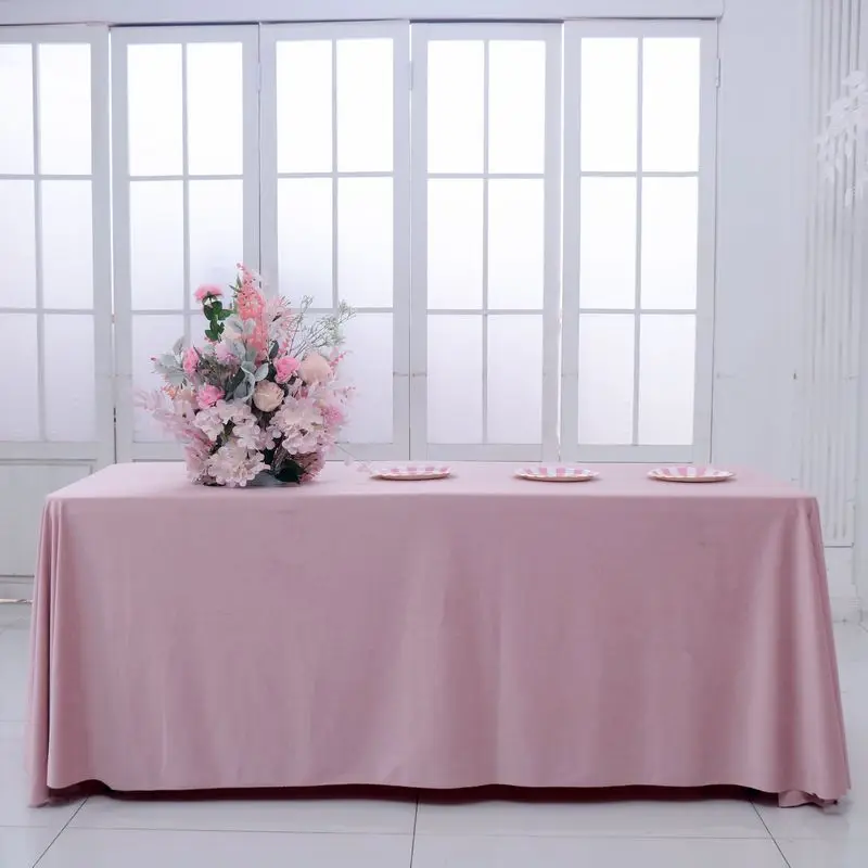 

Factory Price Beautiful Luxurious Wedding Favors / White Hotel Tablecloth / Pink Velvet Table Cloth