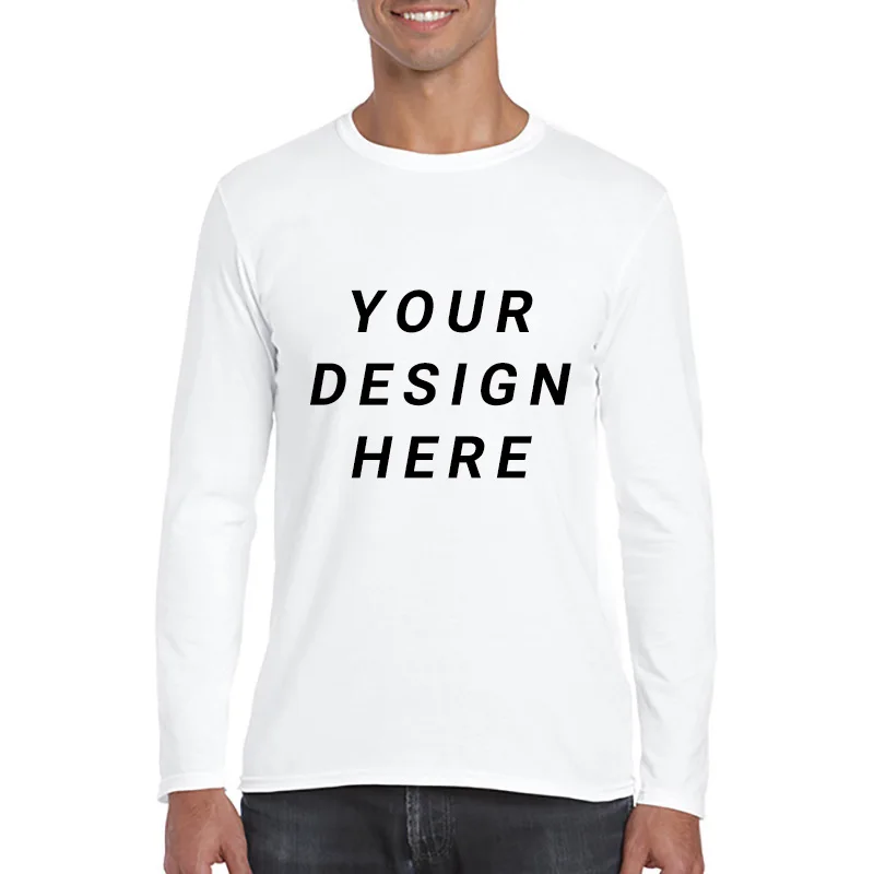 180gsm Men Classic Long Sleeve T-shirt Custom Your Photo Text Logo Printing Personalized Customized Thirts Male Tops