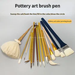 1PCS Pottery Brush Painting Outline Line Sweeping Ash Moisturizing Fill Color Brush Ceramic Glaze on/under Glaze Painting Tool