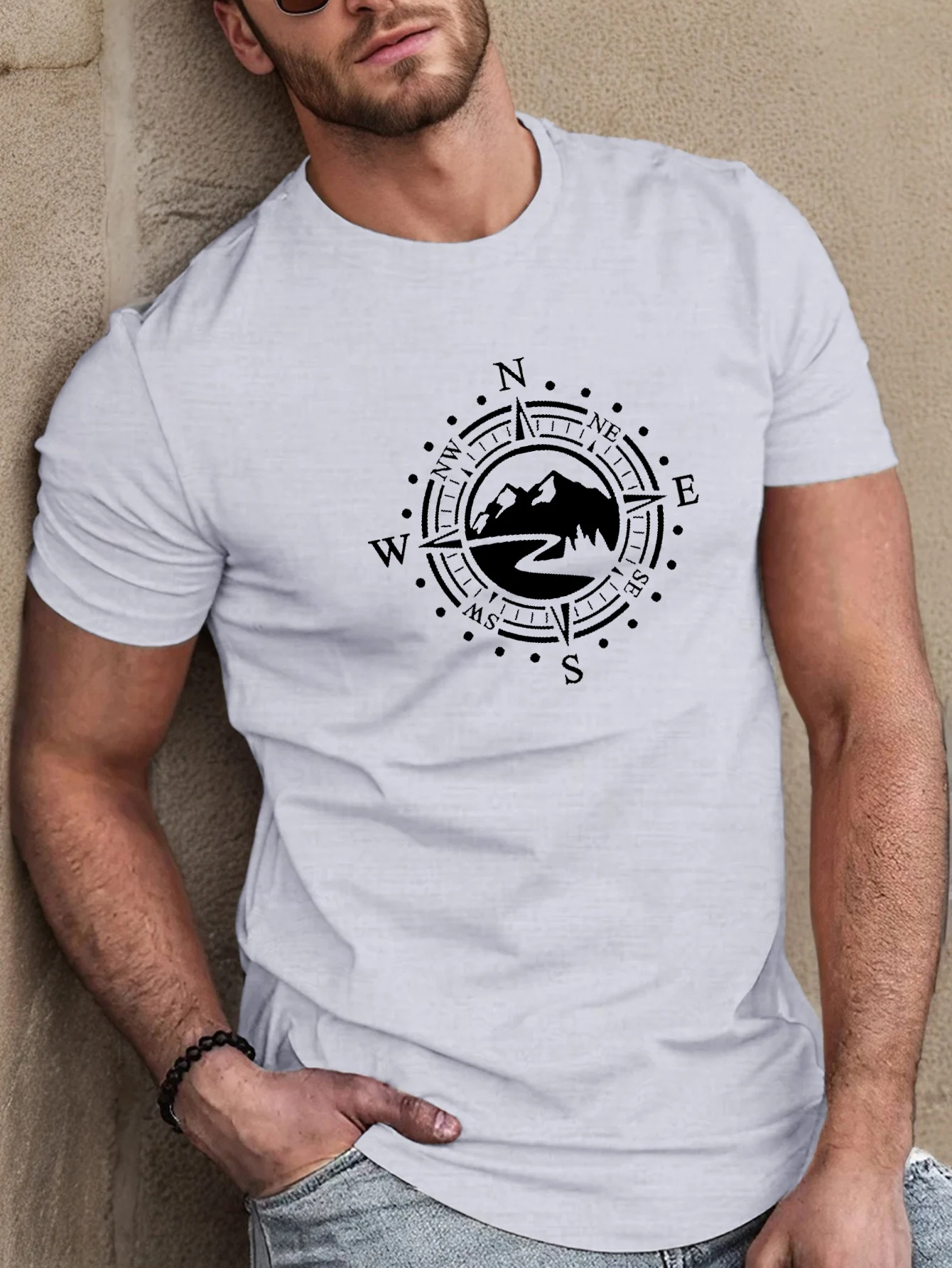 Men's summer 100% cotton fashionable casual loose short-sleeved patterned printed fashionable short-sleeved shirt
