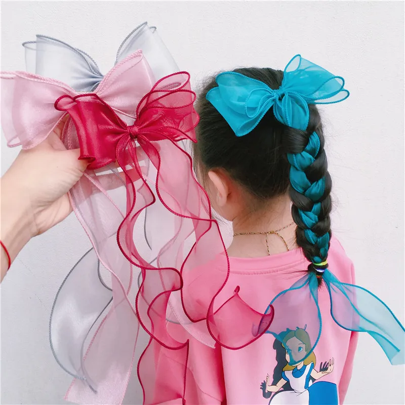 2022 New Children Cute Colors Ribbon Lace Bow Ornament Hair Clips Girls Lovely Sweet Barrettes Hairpins Kids Hair Accessories