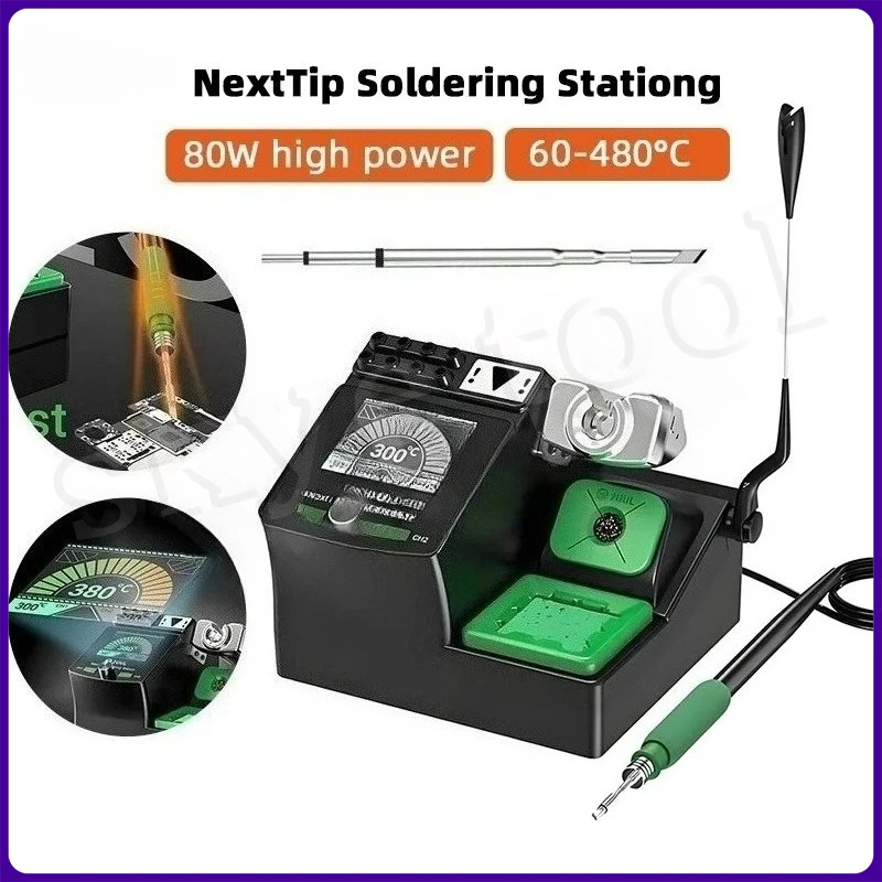 

2UUL NT210 Soldering Station 80W Compatible 210 Handle Tips Kits for Phones PCB Electronic Welding Rework Station Tools Sets