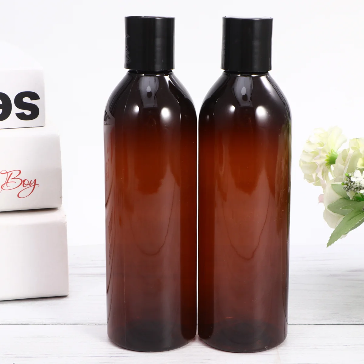 

6 Pcs Hair Shampoo Empty Bottle Dispenser Containers Toiletries Portable Travel Bottles Brown