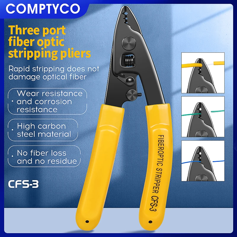 CFS-3 Three-port Fiber Optical Stripper Pliers Wire Strippers for FTTH Tools Optic Stripping Plier Tool