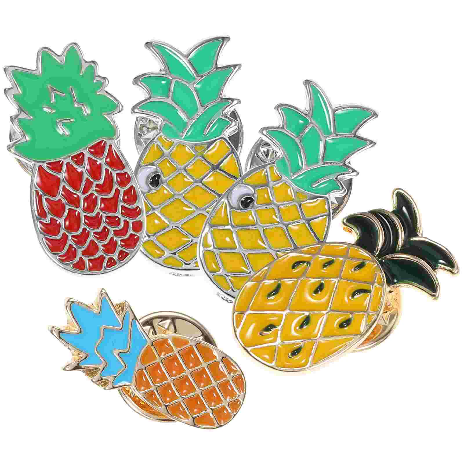 

5pcs Lovely Originality Fashion Fruits Brooch Summer Style Small Fresh Oil Dripping Pineapple Brooch Random Style