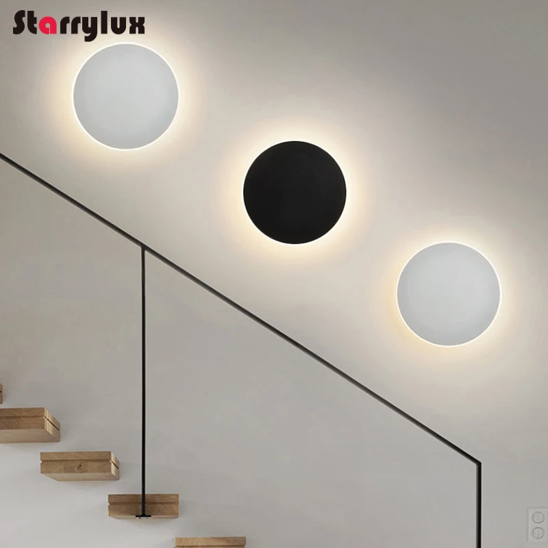 

Nordic MinimalistledRound Wall Lamp Touch Bedroom Bedside Lamp Hallway Corridor Staircase Entryway Sensor Light Eclipse