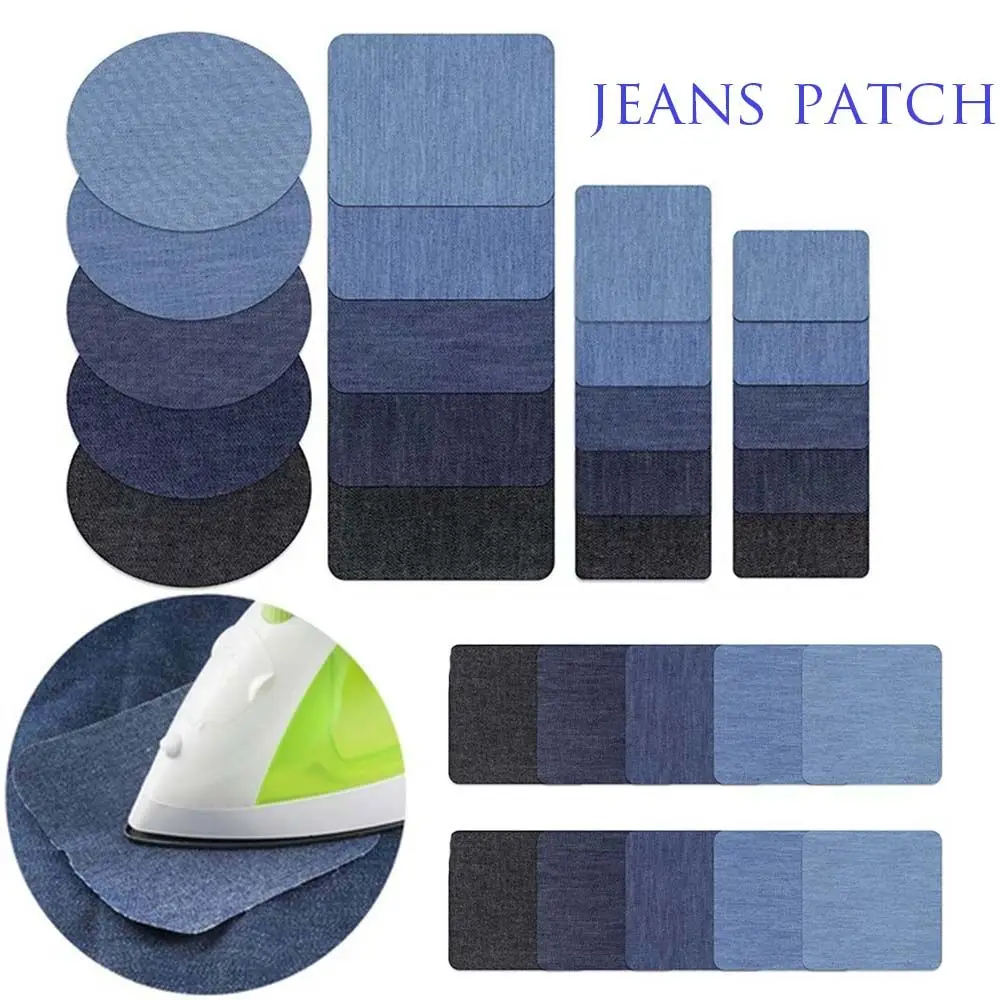 4Pcs New Sewing Pants Jeans DIY Knee Elbow Iron-on Fabric Patch